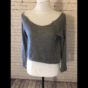 EUC YMI Heather gray cut edge crop sweatshirt - Small